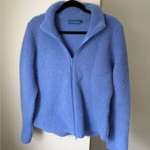 Aotearoa Cornflower Blue Merino Angora Wool Blend Zip Up Jacket